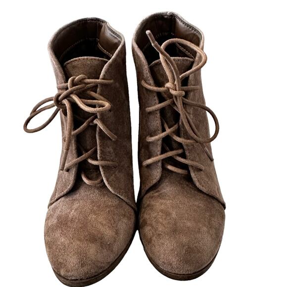 Madden girl torch brown textile faux suede chunky heels 3” heels size 8 - Picture 4 of 8